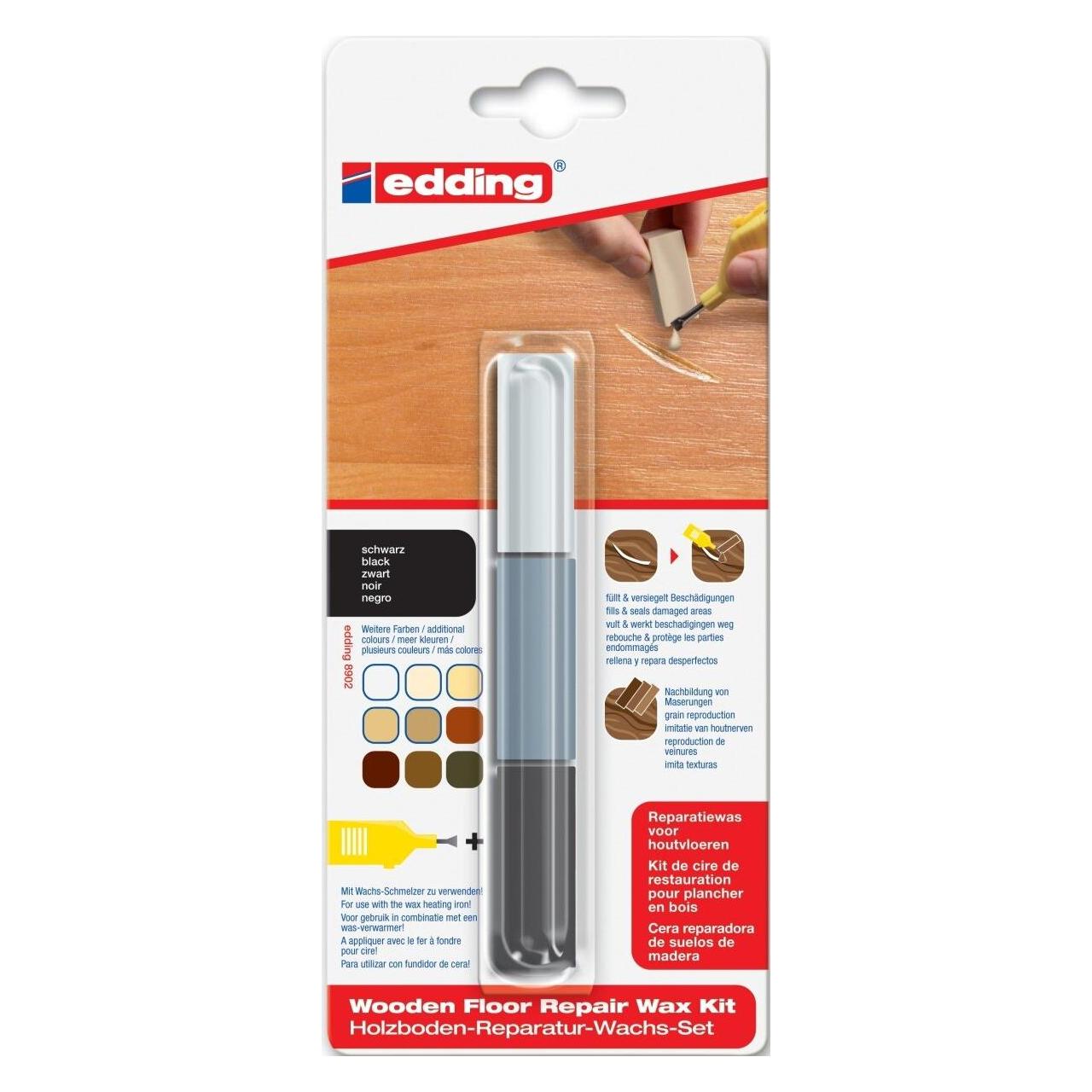 Edding Holzboden-Reparaturwachs-Set 8902 schwarz (3x) (4-8902-1-4001)