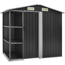 Helloshop26 - Gartenhaus Geräteschuppen Geräteschuppen robustes Gartenhäuschen mit Regal 205 x 130 x 183 cm Grauguss 02_0022222