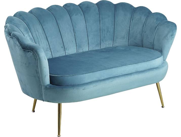 2-Sitzer SALESFEVER Clam Komfort-Duo-Sitz , blau, B:136cm H:78cm T:76cm, Samtvelours (100% Polyester), Sofas, Muscheldesign-Breite 136 cm: Pure Extravaganz