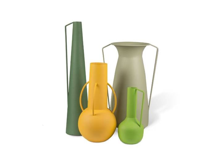 Lot de 4 Vases en fer vert Roman