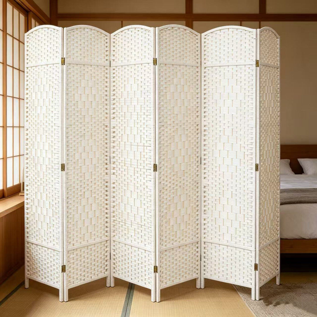 Bay Isle Home 170 cm H Folding Room Divider White 170" H x 240" W x 5" D