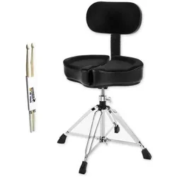 ahead Schlagzeug Hocker SPG-BBR4 Spinal Glide 4-Beinig mit Drumsticks, Schlagzeug Zubehör, Schwarz
