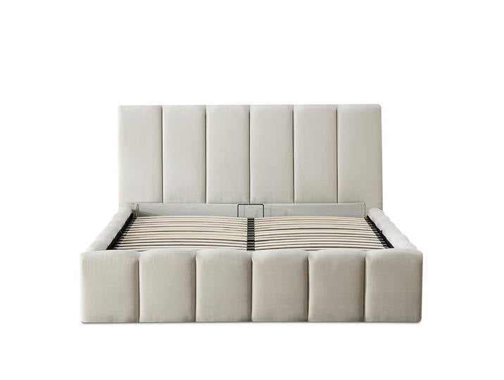 Lit coffre beige 180x200
