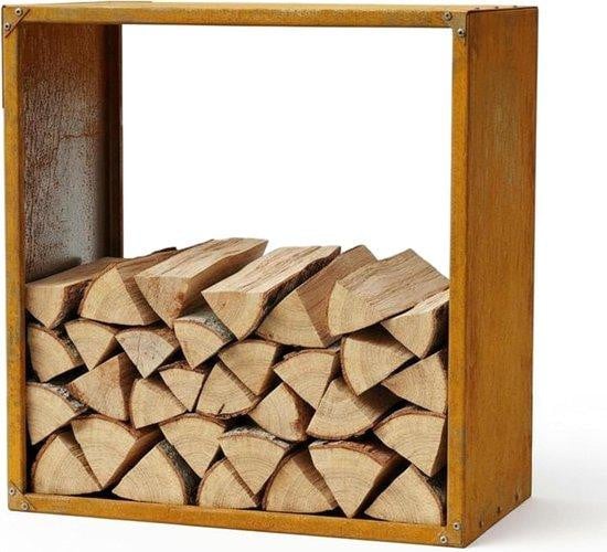Heat Houtopslag Brandhoutrek Corten B/D/H: 80 x 80 x 40 cm