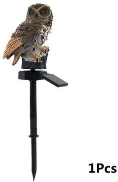 Newmooncrystals Owl Shaped Solar Lamp, Waterproof Solar Garden Lights For Outdoor Decoration brown