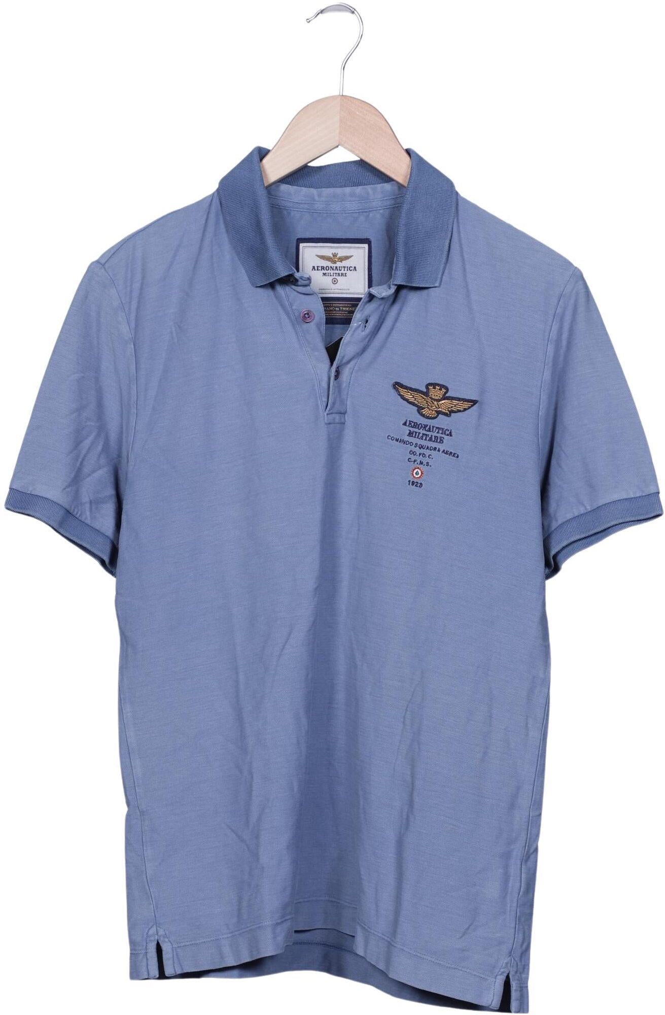 Aeronautica Militare Herren Poloshirt, Hellblau, Gr. L, Baumwolle - Second Hand
