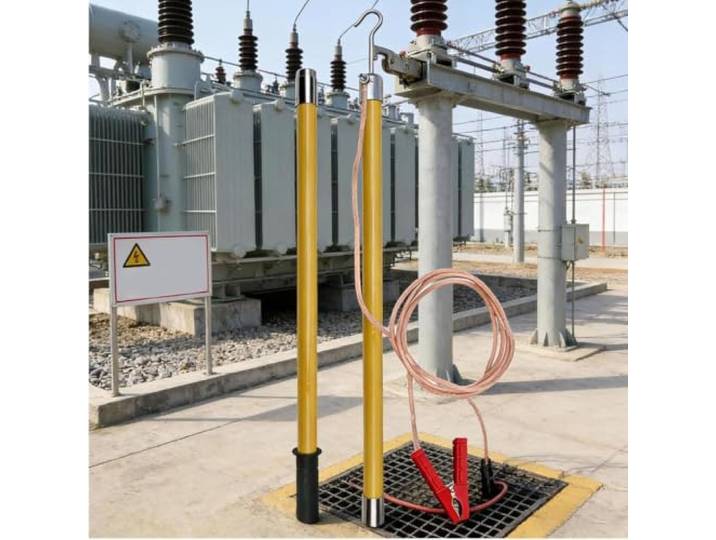 CucCe Entladungsstab Entladestab, Hochspannungs-Epoxidharz-Entladestab for Linemen, 10 kV/35 kV/110 kV/220 kV Kupferdraht und Haken(Giallo,35kv - 1.5m/59in/4.9ft)