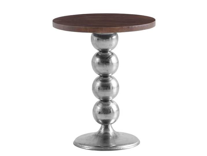 Livetastic Beistelltisch, Braun, Silber, Holz, Mangoholz, massiv, rund, Sockel, 50x61.5x50 cm, einfacher Aufbau, Wohnzimmer, Wohnzimmertische, Beistelltische