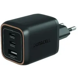 Duracell Wall Charger PD 65W GaN 2 x USB-C (65 W, 3 Ports), USB Ladegerät, Schwarz