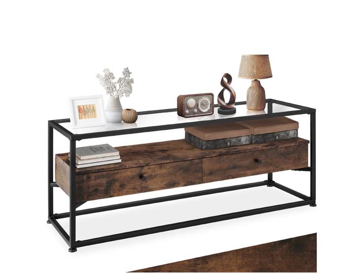 Buffet bas Maidenhead 121,5x41,5x50,5cm - Bois foncé industriel, rustique
