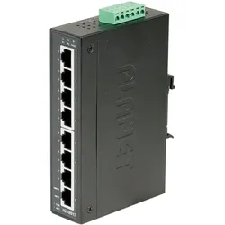 Planet Industrieller Fast Ethernet Switch 8-Port 10/100 Mbps RJ45 IP30 (8 Ports), Netzwerk Switch, Schwarz