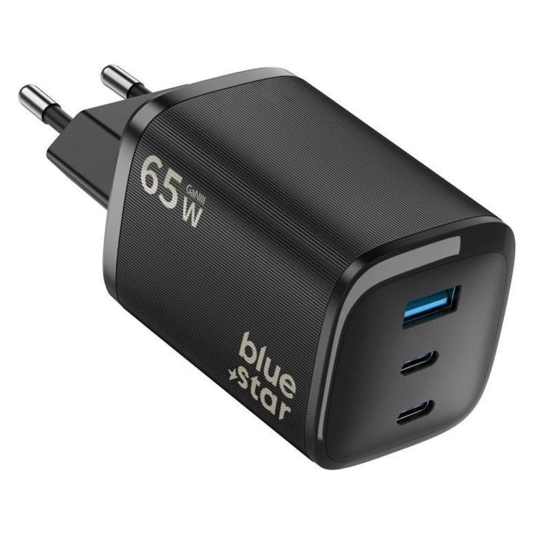 Blue Star Premier Adapter Blue Star Handy-Ladegerät Blue Star Nano GaN 2x USB-C + USB-A QC 4.0 PD 3 A 65 W VT-335 (65 W, 3 Ports) (5903396460258)