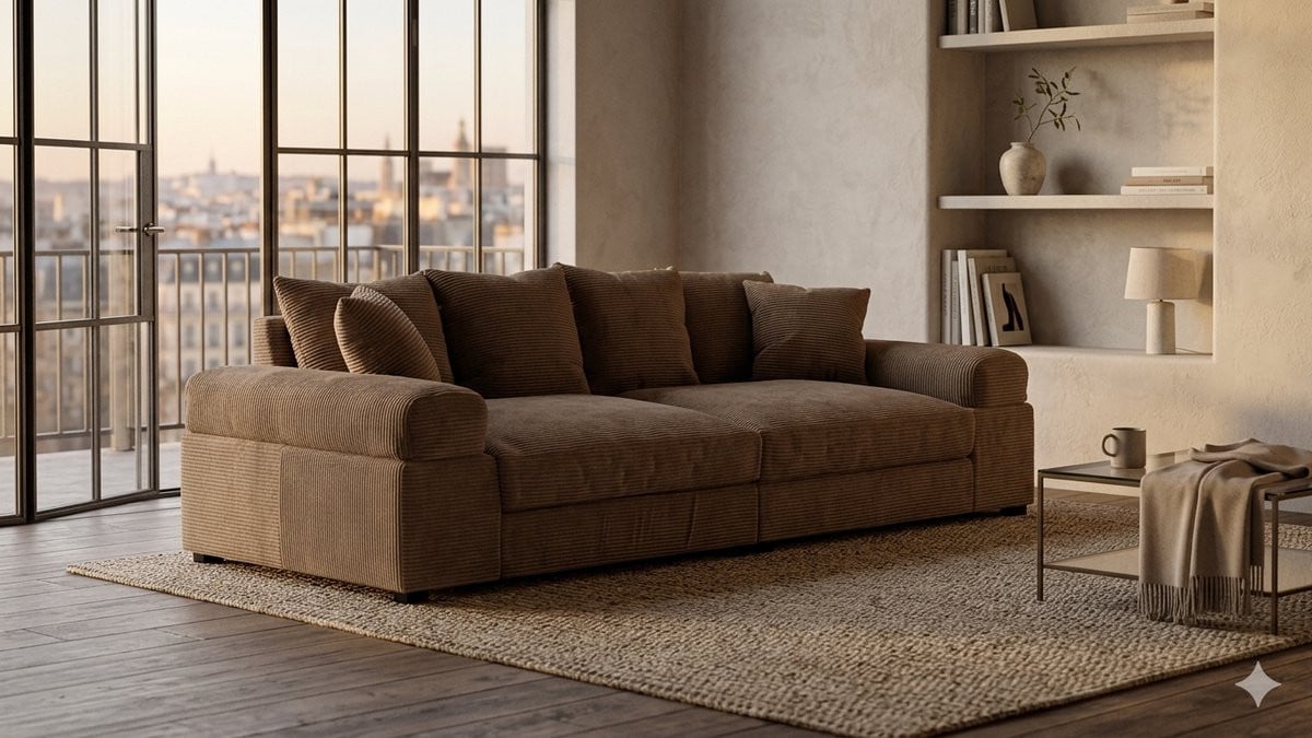 Big Sofa Fatguy American Loveseat met slaapfunctie in corduroy taupe