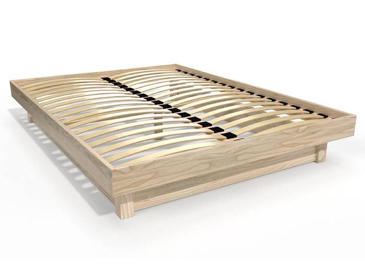 Lit plateforme 140x200 en bois massif 140x200 Vernis Naturel