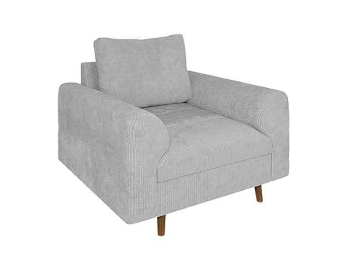 S-Style Möbel Sessel Wohnzimmer Armsessel Lesesessel Relaxsessel Skandinavischer Stil Holzfüße Braun Freistehend Chenille Stoff Bjorn Hellgrau