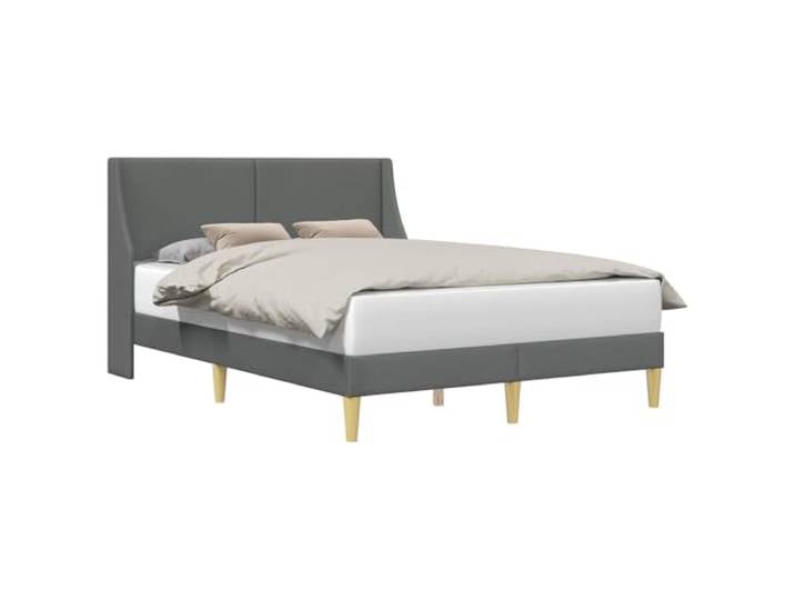 KTHLBRH Bettgestell dunkelgrau 153 x 203 cm Sperrholz Kopfteil mit Stoff gepolstert, fester Lattenrost, robustes Sperrholz, nur für den Innenbereich, Montage erforderlich