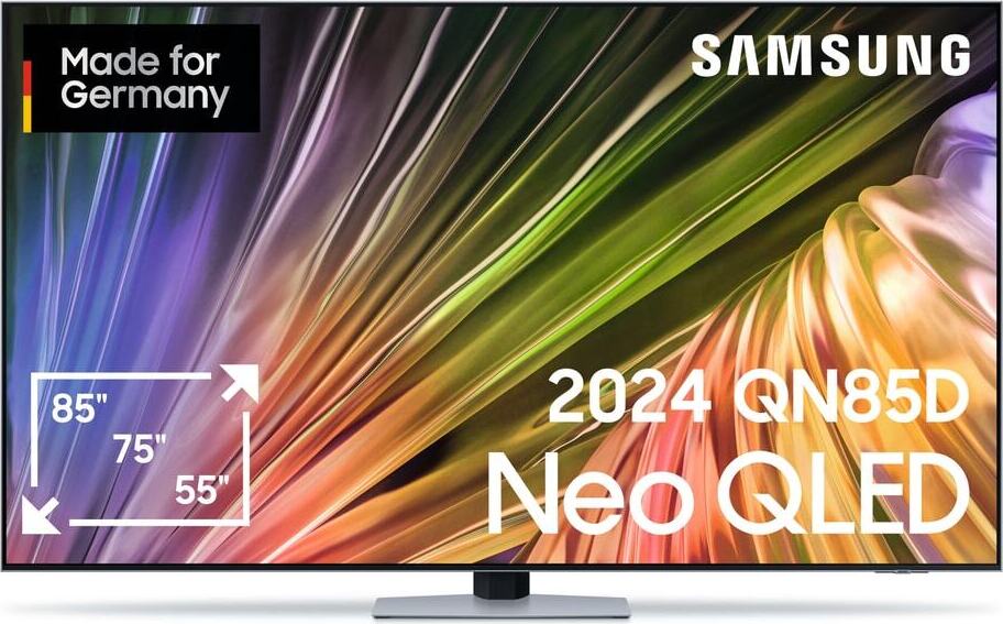 Samsung 85" Neo QLED 4K QN85D Tizen OS Smart TV (2024), 2,16 m (85"), 3840 x 2160 Pixel, Neo QLED, Smart-TV, WLAN, Karbon