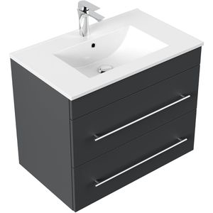 Posseik Waschtisch Artemis 750, hängend, grafit, Einsatzwaschbecken aus Keramik, (B/H/T) 75,5 x 60 x 45 cm
