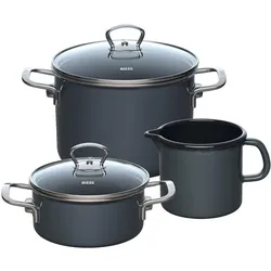 Riess Starter Set NOUVELLE PUR Dark-Grey, Pfannenset + Topfset, Grau