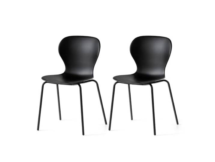 Connubia, 2 OPS! Stühle, Metallgestell, Mattschwarz, Sitz aus 100% recyceltem Polypropylen, Mattschwarz