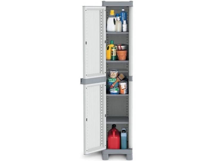 Armoire haute de jardin en résine 1 porte avec tablettes terrasse 2350RUW