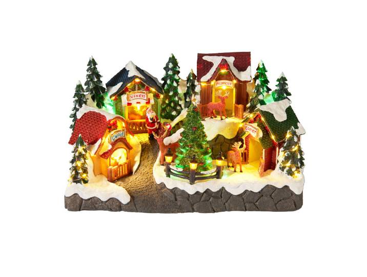 Home Styling Collection Weihnachtsszene mit Beleuchtung 33,5/18/20 cm, Mehrfarbig, Kunststoff, 18x20x33.5 cm, Dekoration, Weihnachtsdekoration