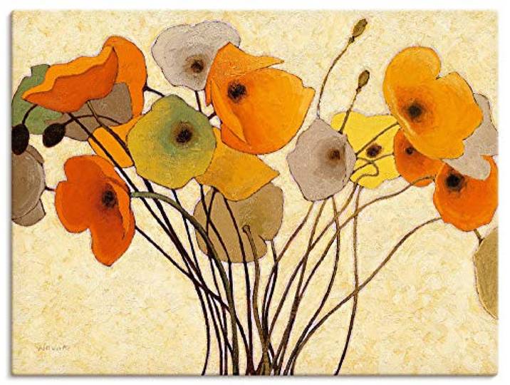 ARTLAND Wanddeko Leinwand Bilder Wandbild Blumen Blüten Mohnblumen Botanik Abstrakte Kunst Malerei Modern L1CB