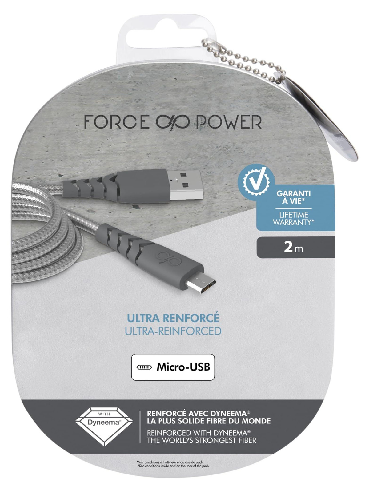 Bigben Connected Micro-USB A naar USB A kabel, 2 meter, grijs