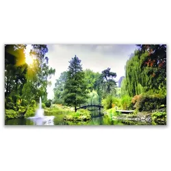 LEINWANDBILD 140x70 cm Waldlandschaft mit Fluss
