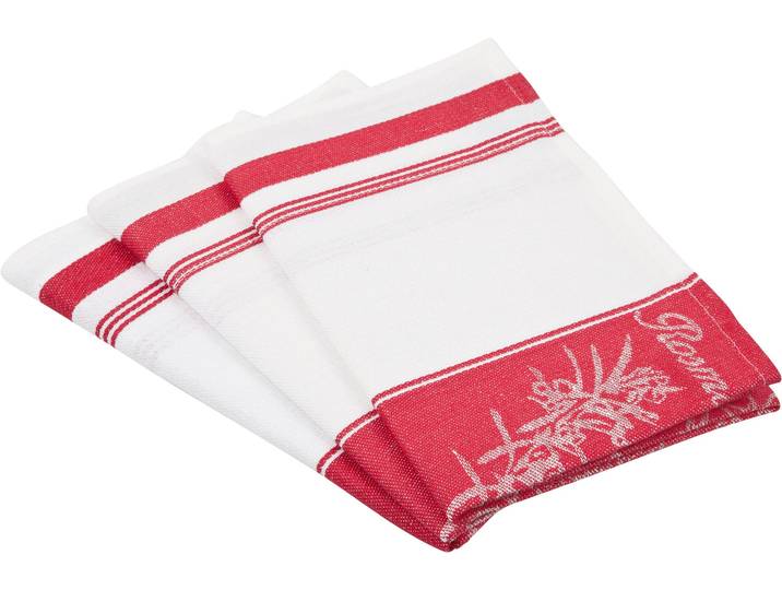 Geschirrtuch ROSS Exclusiv , rot, B:50cm L:70cm, 50% Baumwolle, 50% Leinen, Geschirrtücher, Geschirrtuch, Mittelstreifen mit Kräutern, 50x70 cm