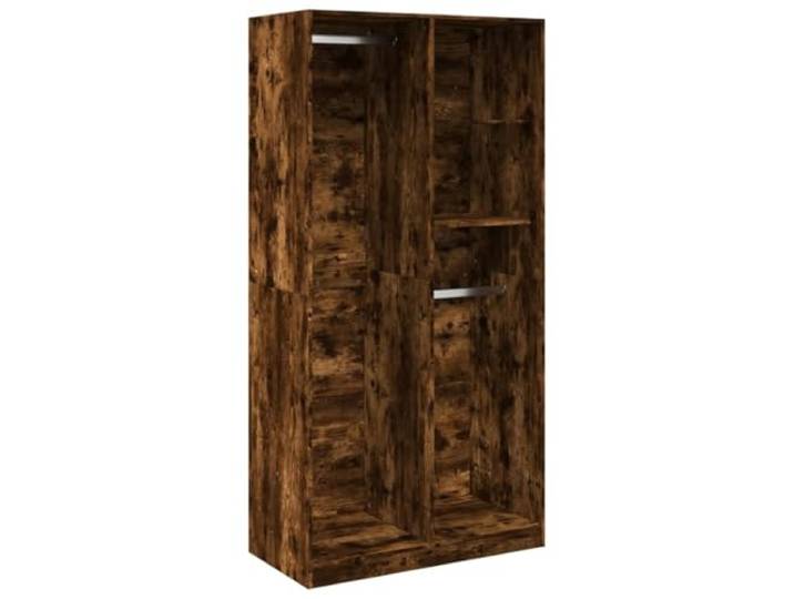 HBBMGYD Kleiderschrank, Raucheiche, 100 x 50 x 200 cm, Holz 4 Fächer, Aufbewahrung von Kleidung und Zubehör, minimalistisches Design, Wandbefestigung im Lieferumfang enthalten