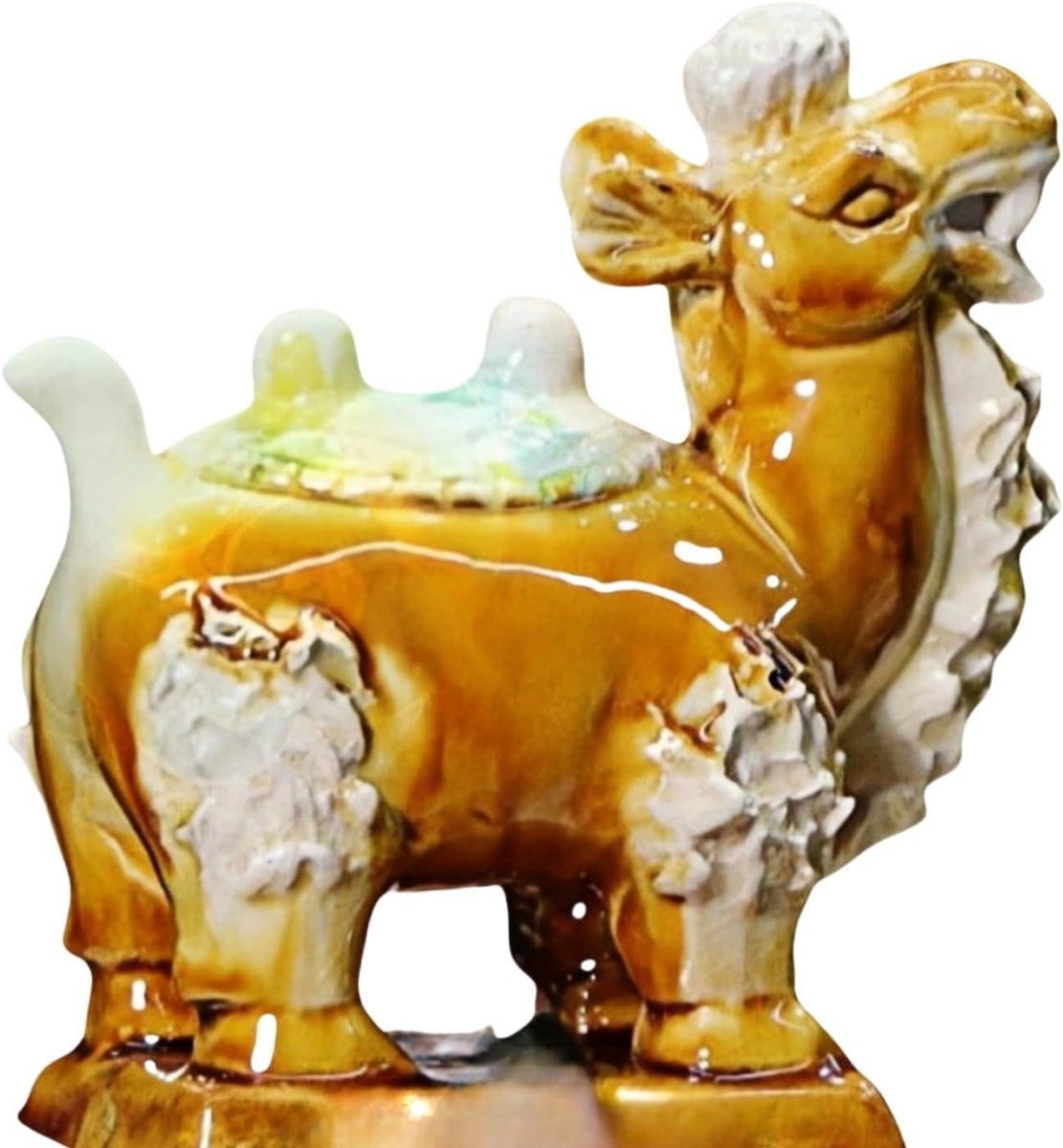 Handgemaakt Keramiek Kameel Beeld in Tang Sancai Stijl - Oranje - Breedte: 30 cm