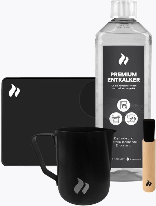 roastmarket Barista Equipment Set   Baristaset   Inclusief 350 ml Melkkan & Tampermat & Reinigingsborstel & Ontkalker   Professionele Koffie Accessoires