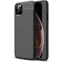 Screenguard Apple iPhone 11 Pro Max Hülle Leather Design TPU Cover (Apple iPhone 11 Pro Max), Smartphone Hülle, Schwarz