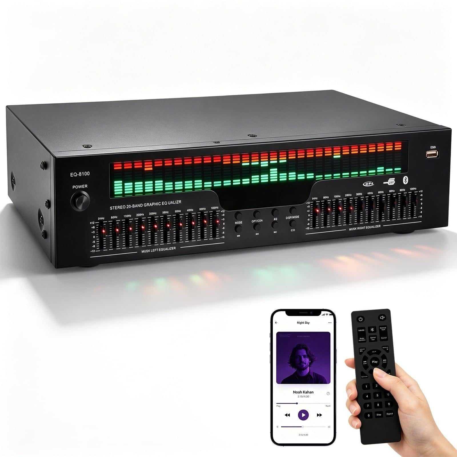 Selius Digitale 31-band equalizer met LED-spectrumweergave en ruisarme technologie