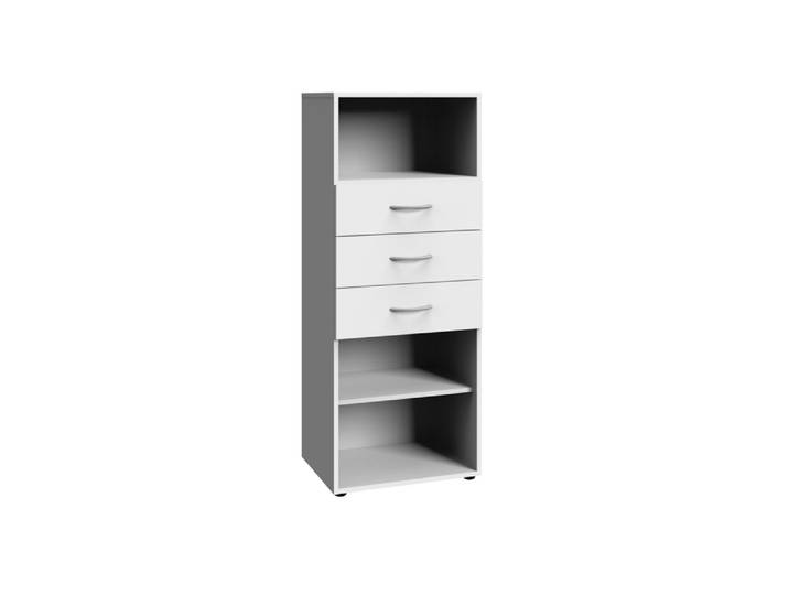 Regal, Holzwerkstoff, Weiß, 50×40×126 cm, 3 Schubladen, Modern & Klassisch, Wimex