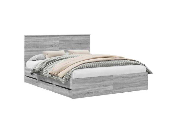 Elégance-Chic Lit 1 place - Cadre de lit simple Gris Sonoma - 160 x 200 cm - Bois Ingénierie_02436