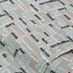 Baumwollstoff Schriftzüge "Mona", grau-color