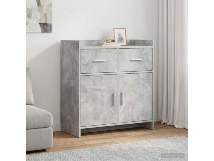 RJPLMFV Anrichte, Betongrau, 75 x 36 x 80 cm, Holz Esszimmer-Aufbewahrung, Griffe aus Metall, mehrere Regale, einfache Pflege