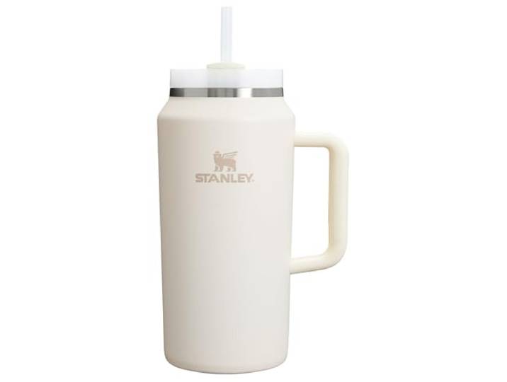 Stanley Quencher H2.0 FlowState vakuumisolierter Becher aus Edelstahl mit Deckel und Trinkhalm, für Wasser, Eistee oder Kaffee, Smoothie und mehr, Cremefarben, 1,9 l