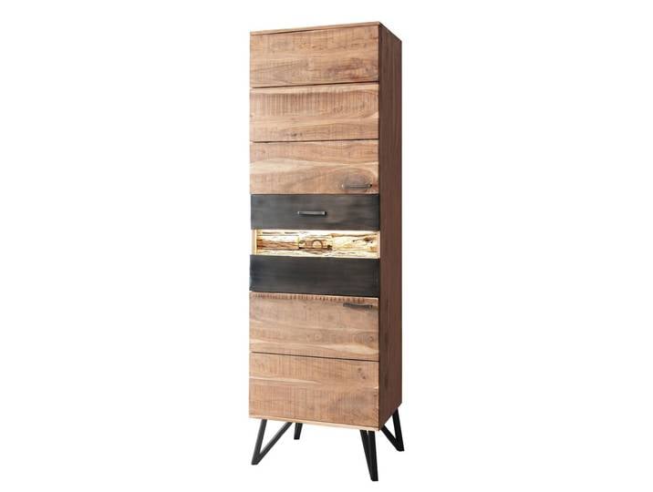 Vitrine I HAWK 58 x 183 cm Akazienholz braun/schwarz