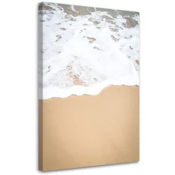 LEINWANDBILD Strand Meer Wellen Natur beige 80x120cm