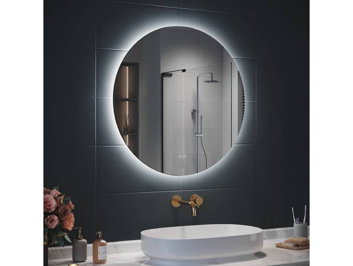 SIRHONA Miroir Rond Salle de Bain LED Miroir Lumineux Salle de Bain avec Eclairage Intégré, 3 températures de Couleur, Anti-buée, 80cm