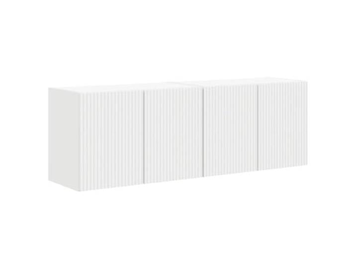 LMTYOENFG TV Wandschrank 2er Set Weiss 59,5x31x40 cm Hängeschrank Schwebendes Lowboard Set für Wohnzimmer und Schlafzimmer, platzsparende Wandmontage mit Klapptüren für Medienträger.