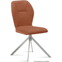 ESSZIMMERSTUHL (6er-Set) Dorthy 51x92x60 Edelstahl/Cognac