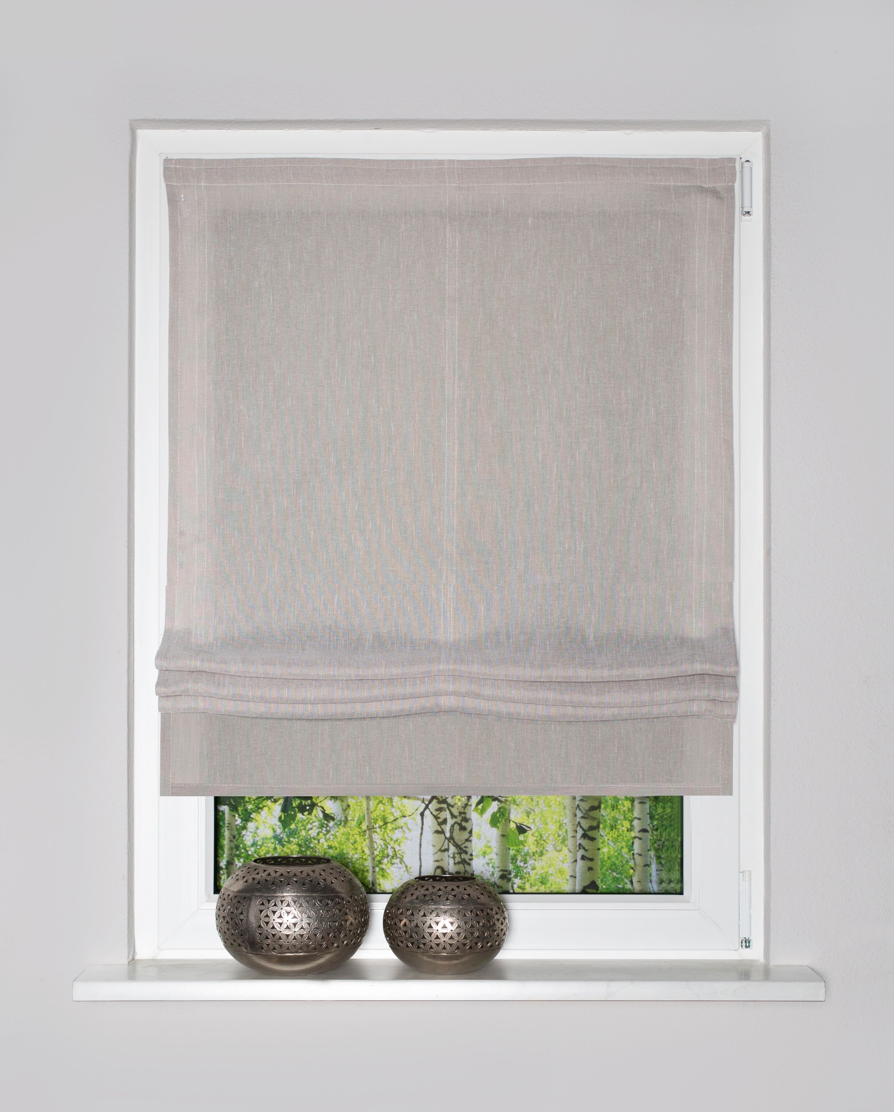 Raffrollo HOME WOHNIDEEN "TIRIAN" Gr. 2, grau (taupe), B:100cm H:140cm, Obermaterial: 100% Polyester, Raffrollos, Raffrollo, Raffrollo Deko Leinenoptik, Uni