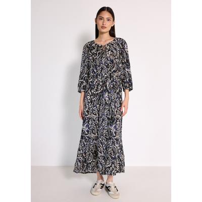 Maxikleid STREET ONE STUDIO, Damen, Gr. 34, EURO-Größen, blau (schwarz void blau), Stoff, 100% Viskose, bedruckt, regular fit lang, Rundhals, Bündchen, Kleider Maxikleid, aus Viskose