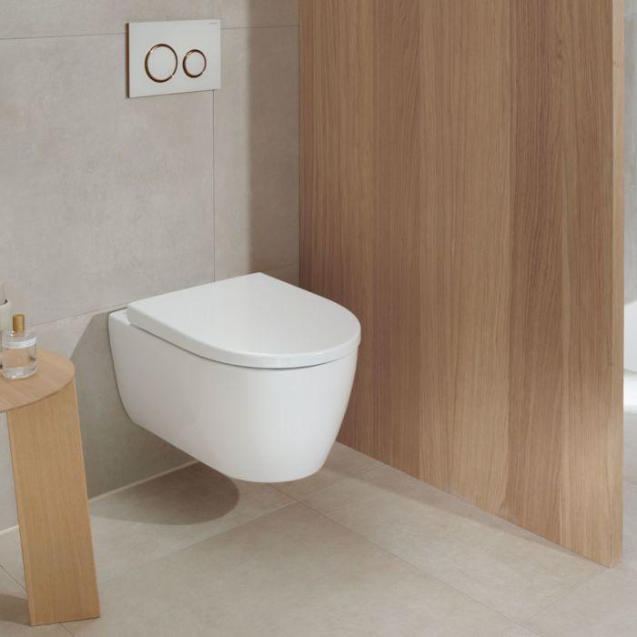 Geberit iCon Set Wand-Tiefspül-WC 503045008 35,5x53cm, geschlossenes Keramikdesign, mit WC-Sitz, weiß KeraTect