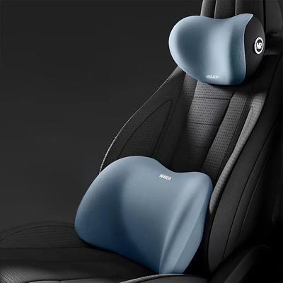 Combo Retail Shop Memory Foam Comfort Car Neck Pillow, Adjustable Shoulder Belt Pad For Neck Pain Relief blue waist