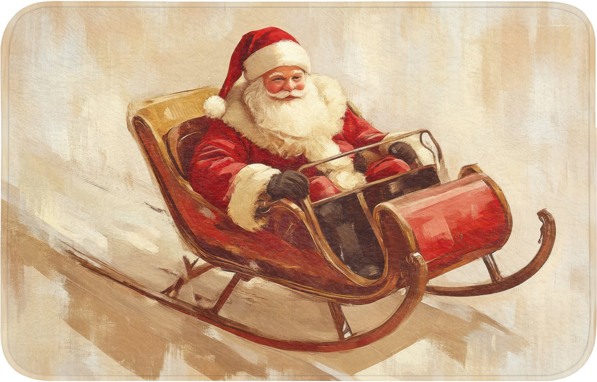 OnlyWow Badmat Kerstthema met Slee en Kerstman - Antislip - 80 x 50 cm